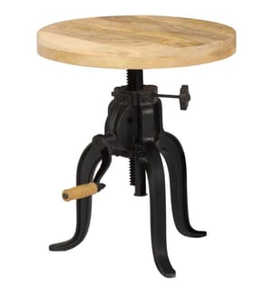 Table d'appoint 45x (45-62) cm Bois de manguier massif et fonte