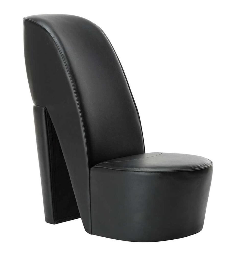 Chaise en forme de chaussure à talon haut noir similicuir