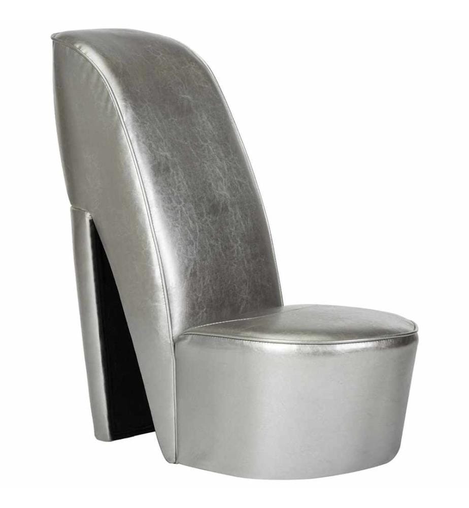 Stuhl in Stöckelschuh-Form Silbern Kunstleder