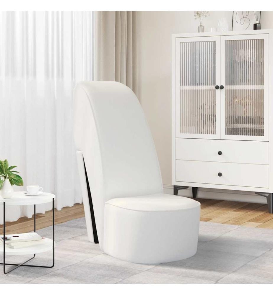Chaise en forme de chaussure à talon haut Blanc Similicuir