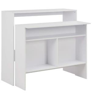 Bartisch mit 2 Tischplatten Weiss 130x40x120 cm