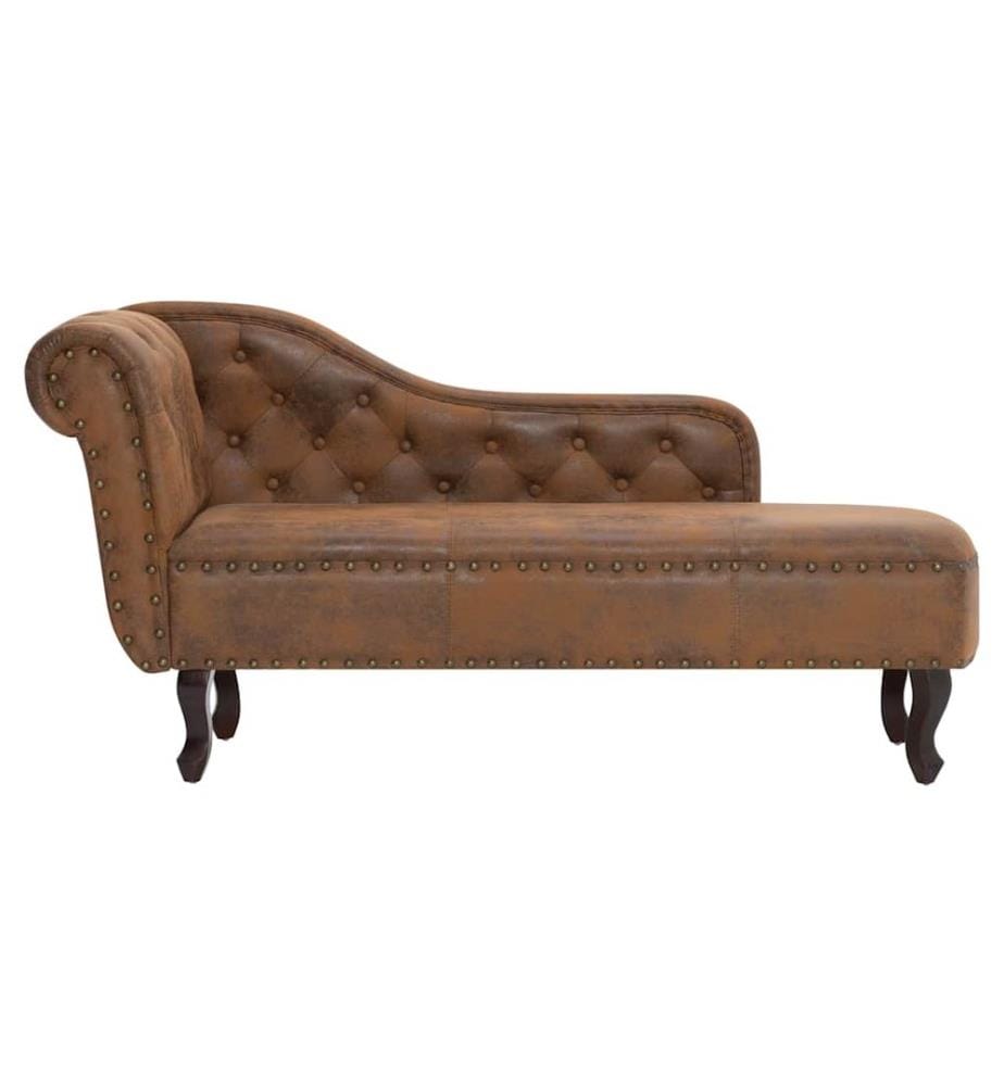 Chaiselongue Braun Wildleder-Optik
