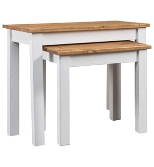 Tables gigognes 2pcs Blanc Bois pin massif Assortiment Panama
