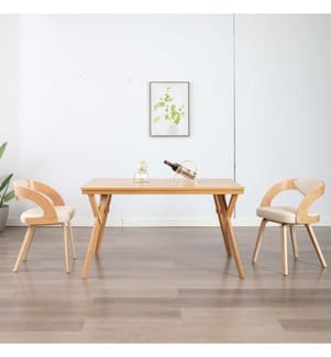 Esszimmerstühle 2 Stk. Creme Bugholz und Kunstleder