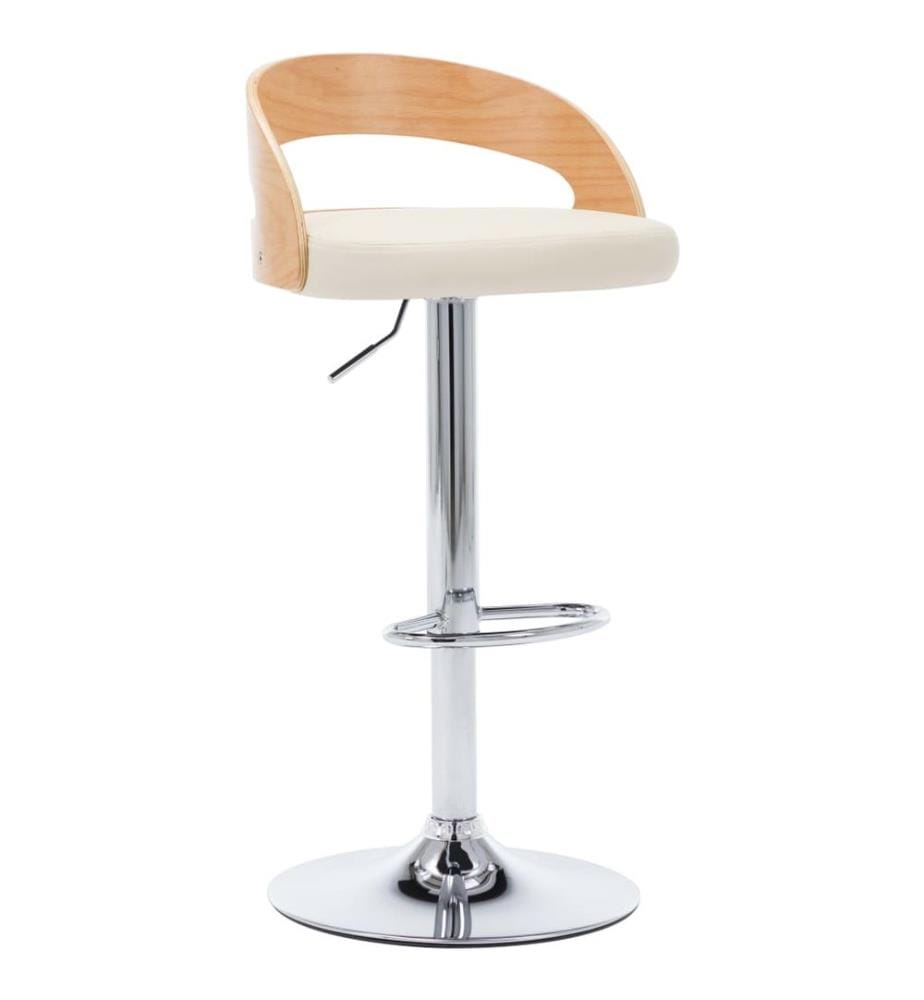 Barhocker 2 Stk. Cremeweiss Kunstleder und Bugholz