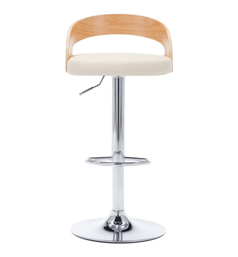 Barhocker 2 Stk. Cremeweiss Kunstleder und Bugholz