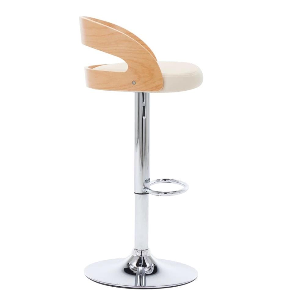 Barhocker 2 Stk. Cremeweiss Kunstleder und Bugholz