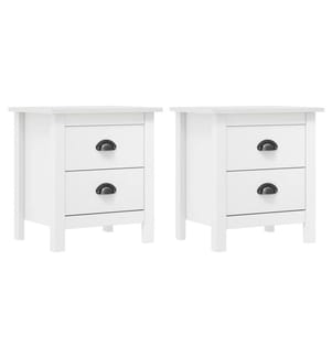 Nachttisch Hill 2 Stk. Weiss 46x35x49,5 cm Massivholz Kiefer