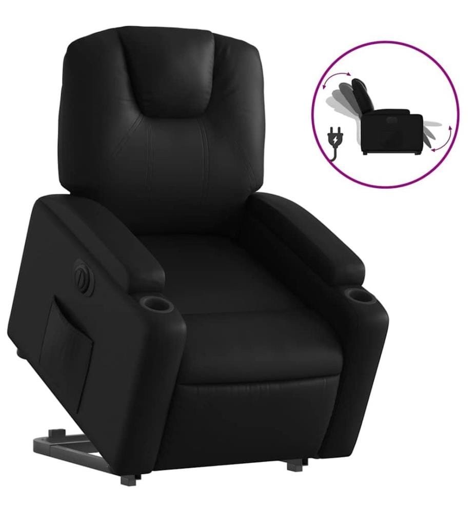 Relaxsessel mit Aufstehhilfe Elektrisch Schwarz Kunstleder