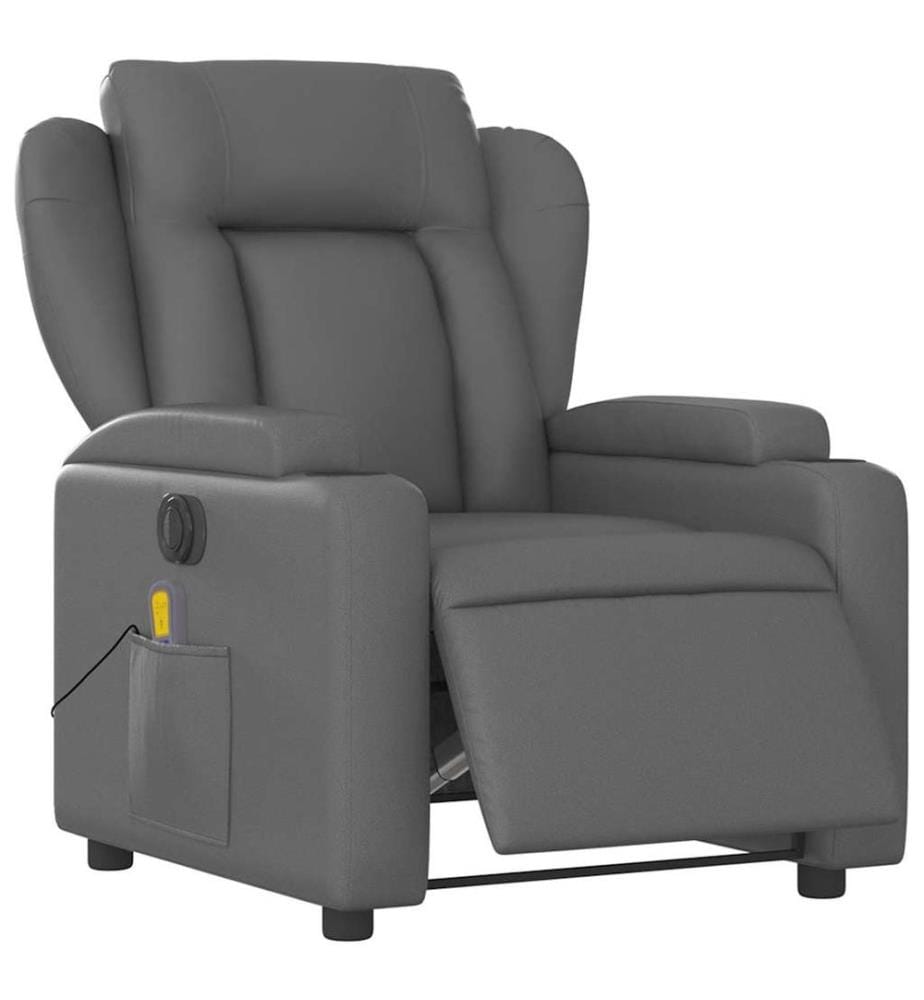 Fauteuil de massage inclinable électrique gris similicuir