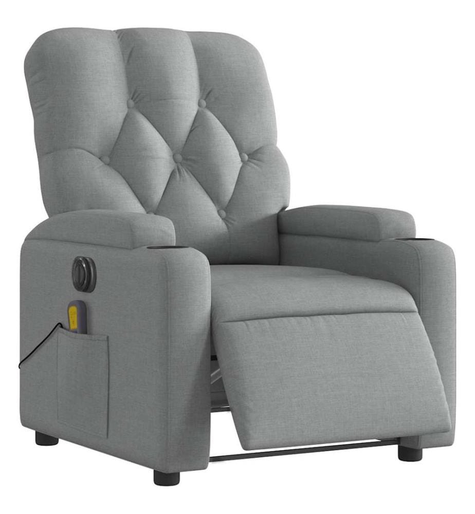 Fauteuil de massage inclinable électrique gris clair tissu