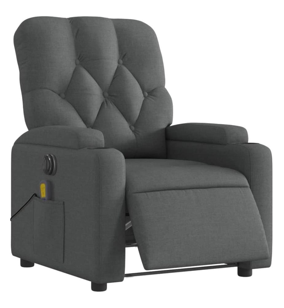 Fauteuil inclinable de massage électrique gris foncé tissu
