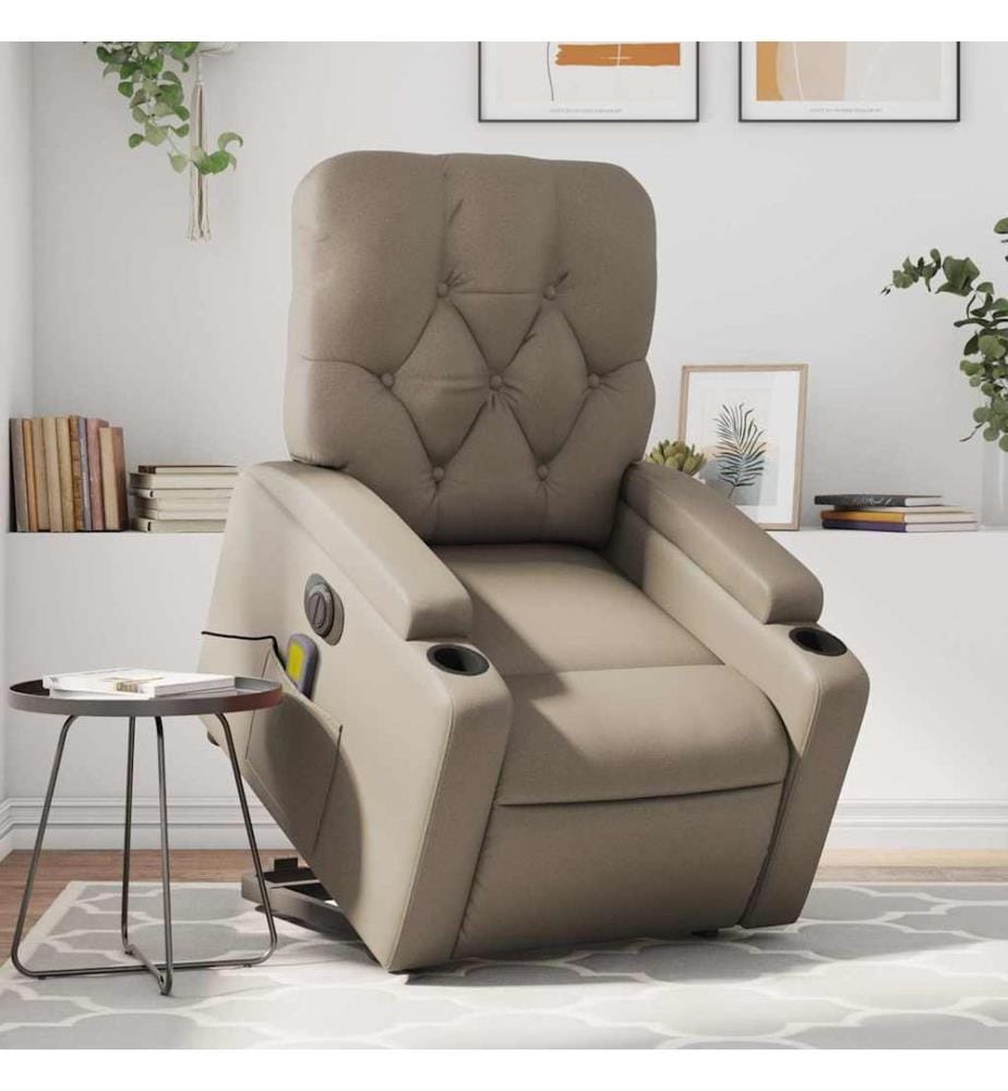 Massagesessel mit Aufstehhilfe Elektrisch Cappuccino Kunstleder