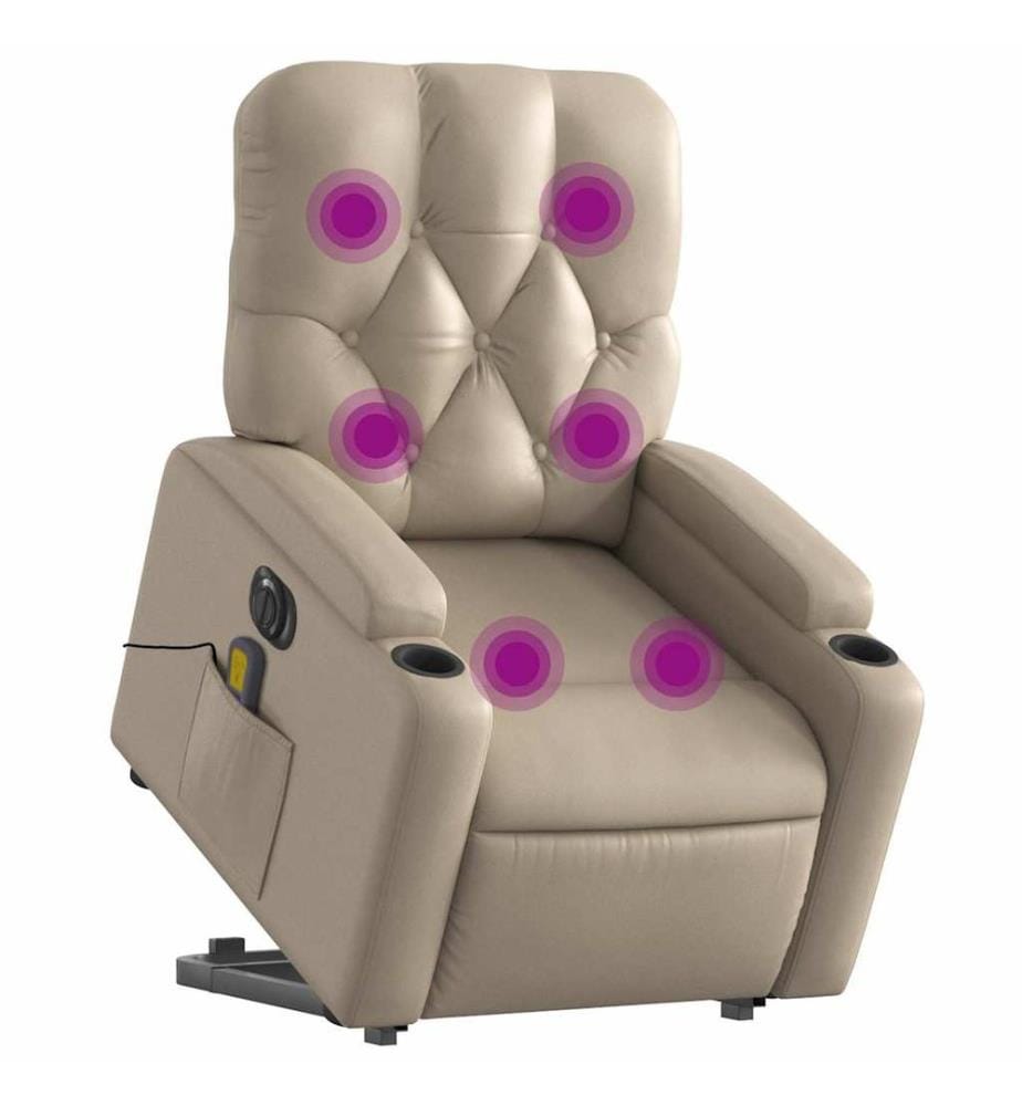 Massagesessel mit Aufstehhilfe Elektrisch Cappuccino Kunstleder