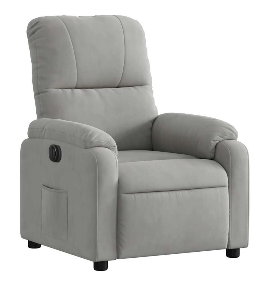 Fauteuil inclinable électrique gris clair tissu microfibre