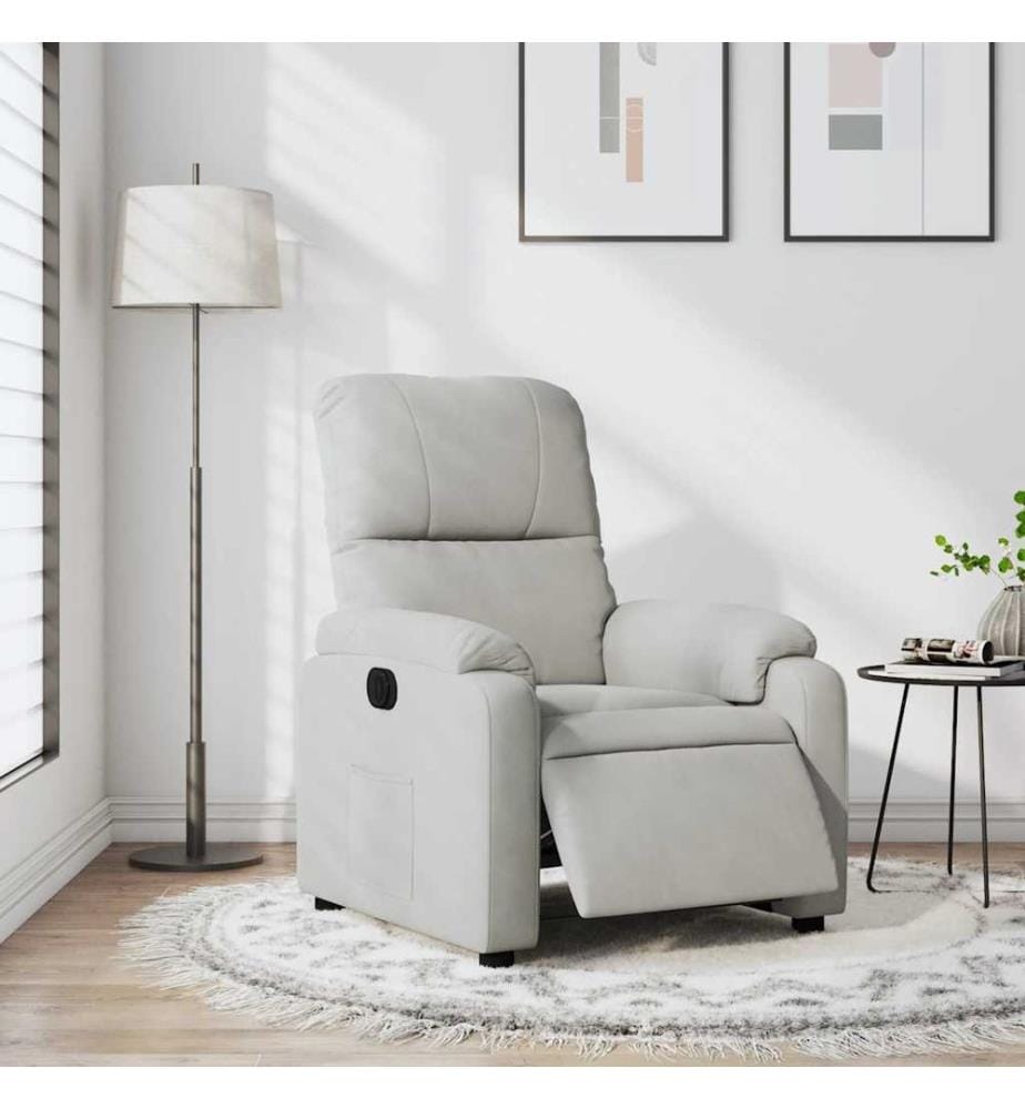 Fauteuil inclinable électrique gris clair tissu microfibre