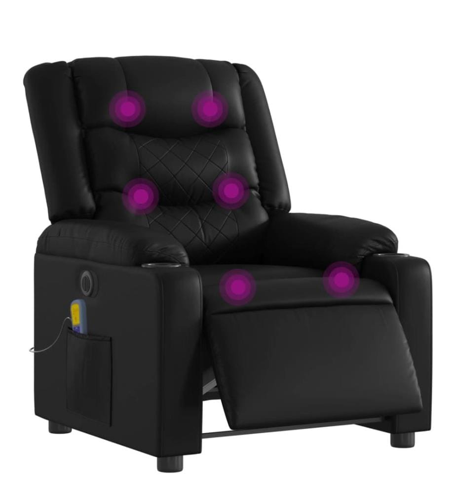 Fauteuil de massage inclinable électrique noir similicuir