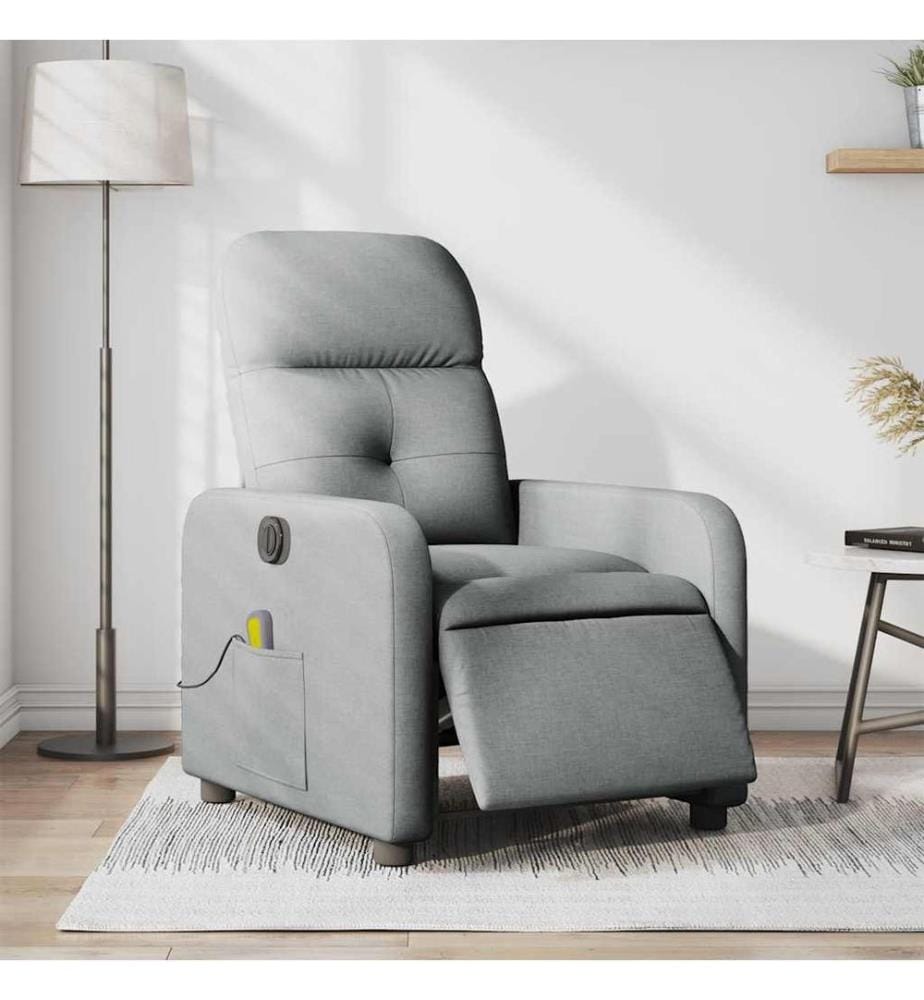 Fauteuil de massage inclinable électrique gris clair tissu