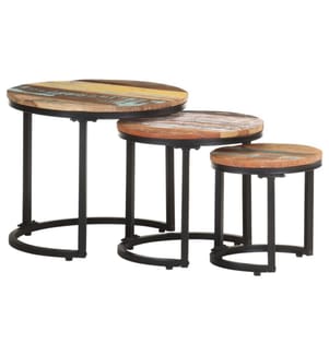 Tables d'appoint 3 pcs Bois de récupération massif