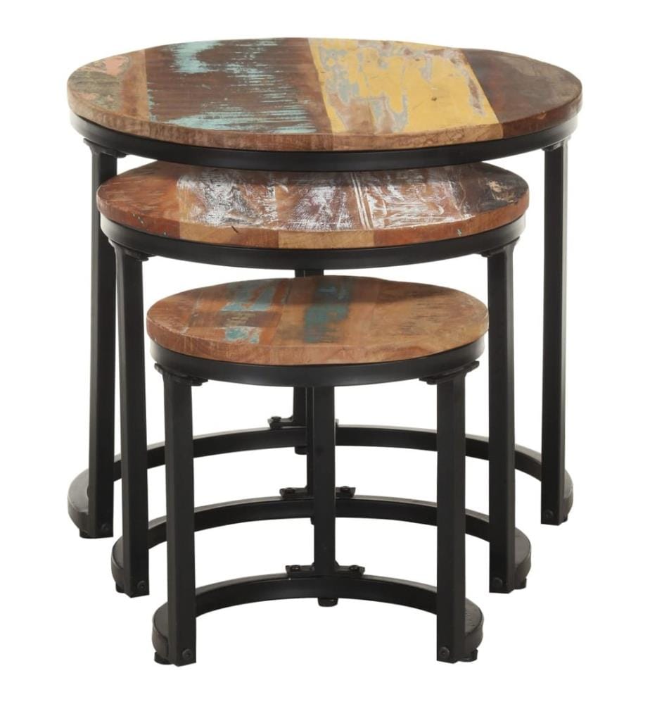Tables d'appoint 3 pcs Bois de récupération massif