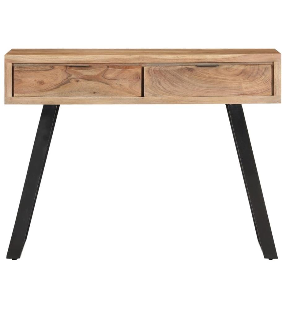 Table console 100x35x76 cm Bois d'acacia avec bord naturel