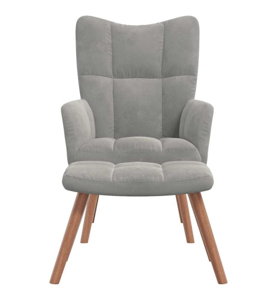 Chaise de relaxation avec repose-pied Gris clair Velours