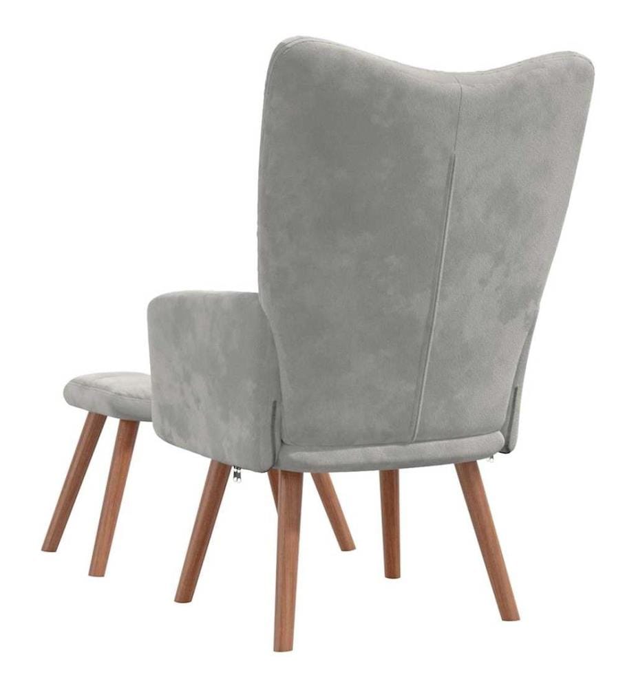 Chaise de relaxation avec repose-pied Gris clair Velours