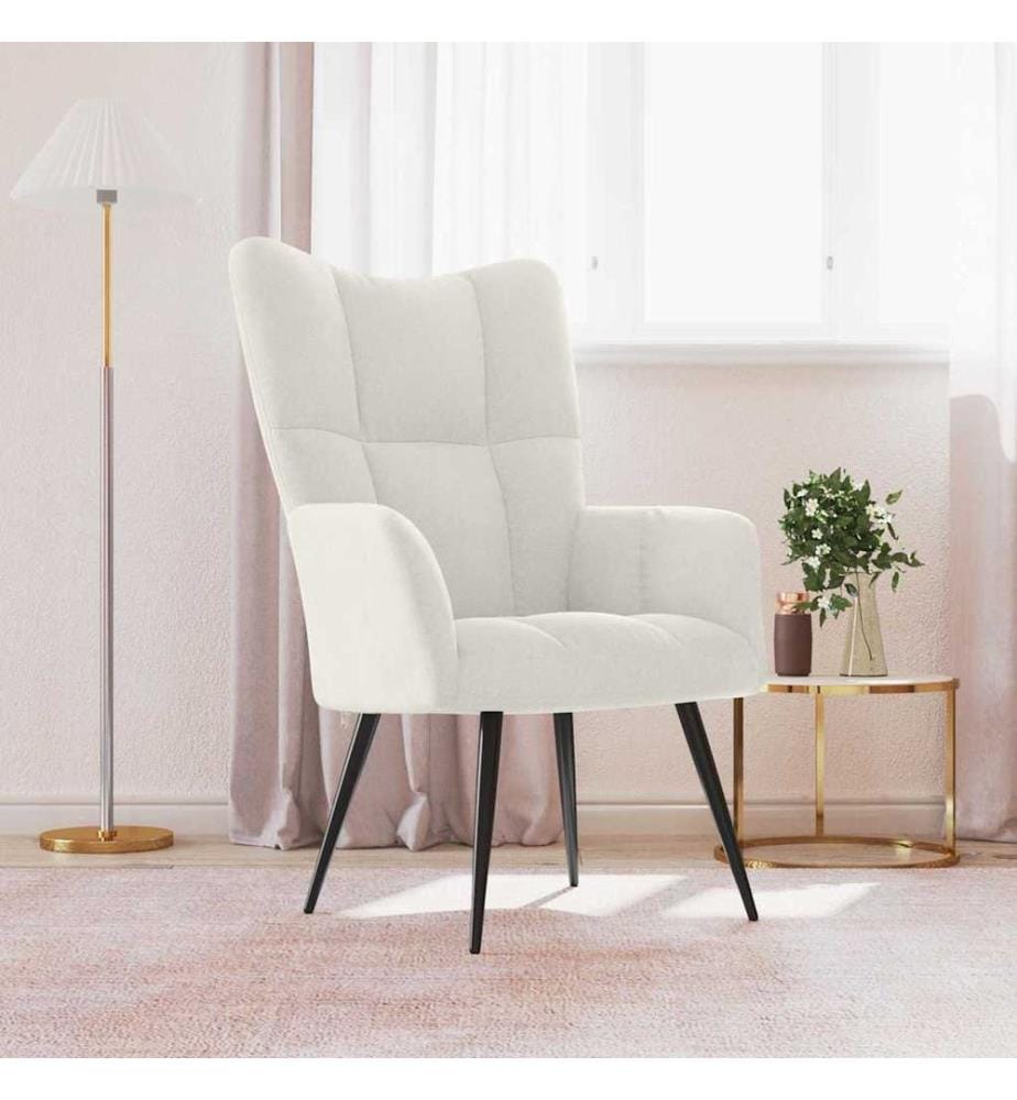 Chaise de relaxation Blanc crème Velours
