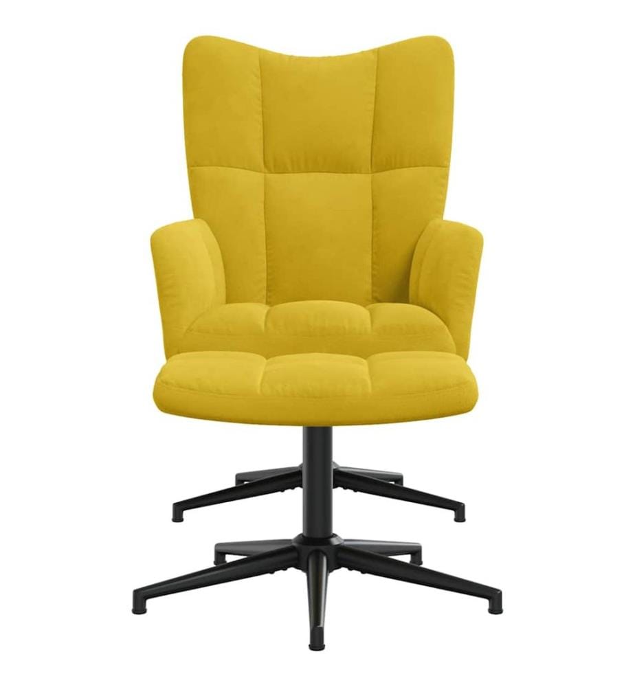 Chaise de relaxation avec tabouret Jaune moutarde Velours