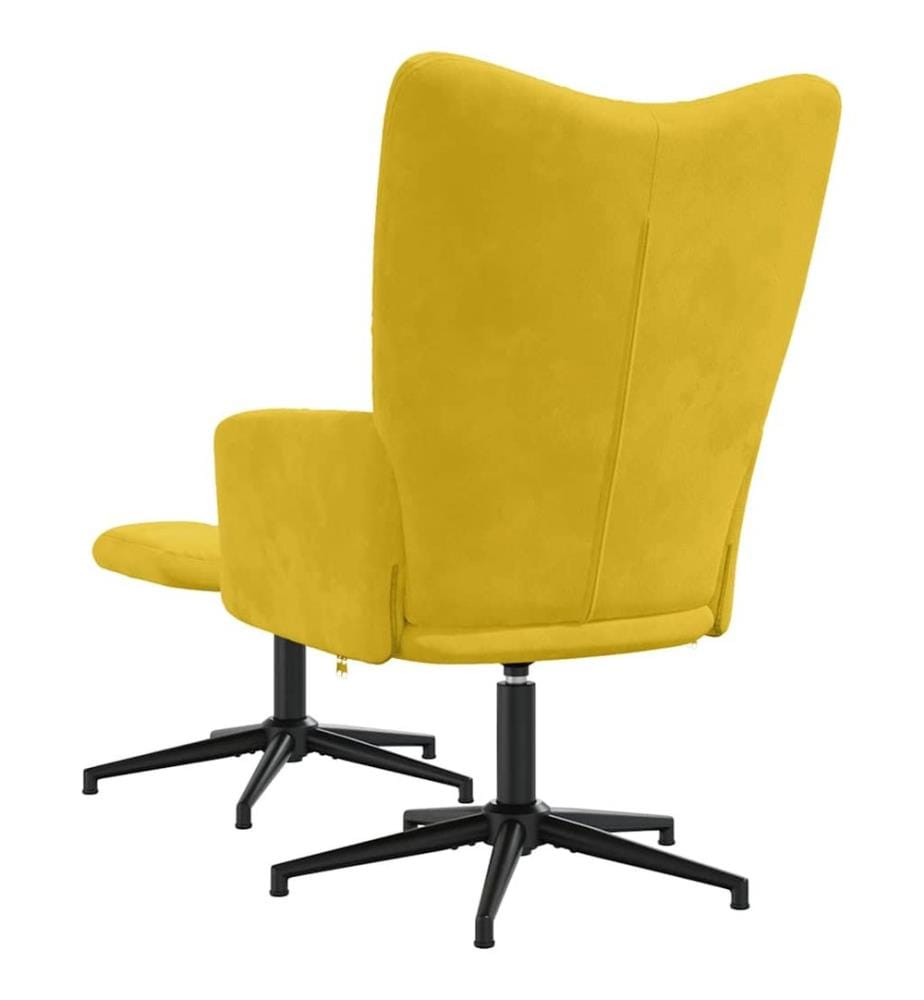 Chaise de relaxation avec tabouret Jaune moutarde Velours