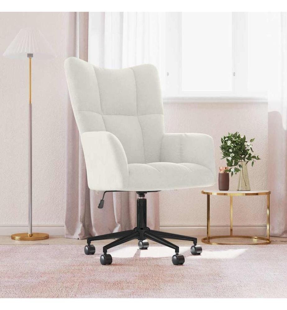 Chaise de relaxation Blanc crème Velours