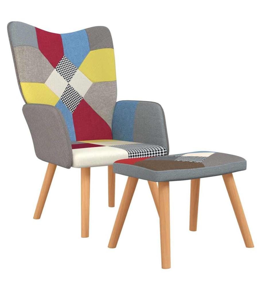 Chaise de relaxation avec repose-pied Patchwork Tissu