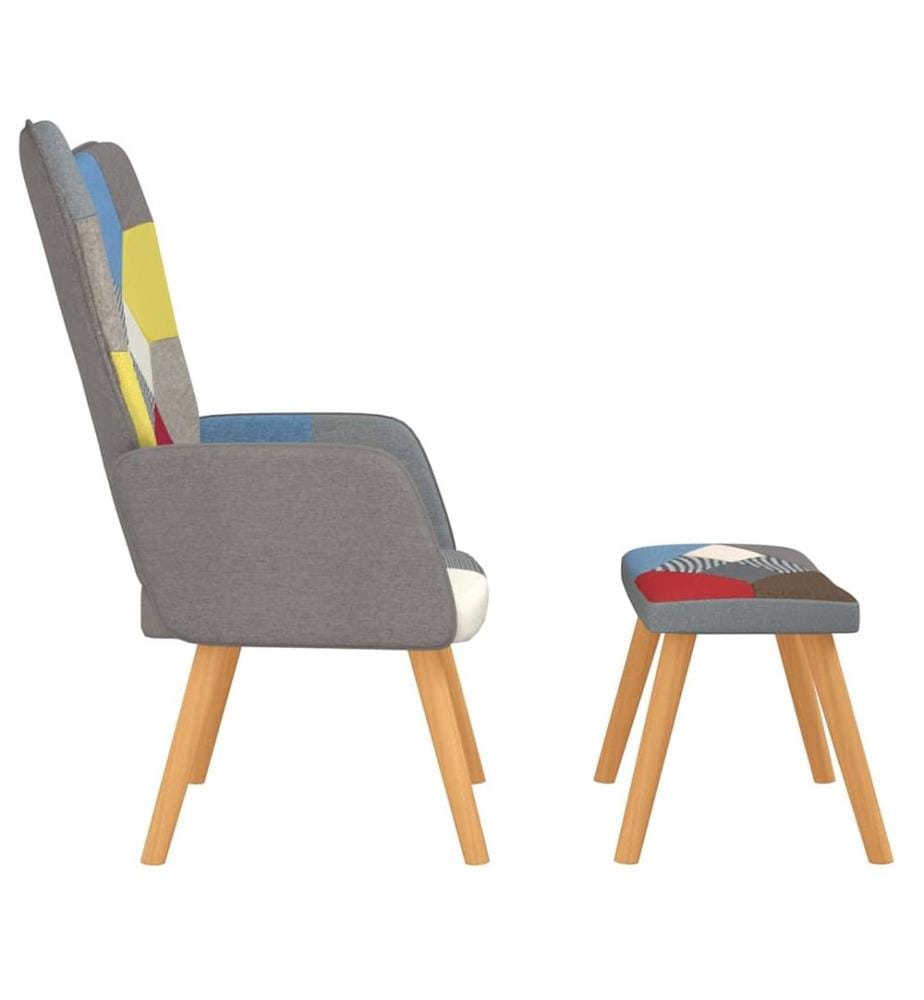 Chaise de relaxation avec repose-pied Patchwork Tissu