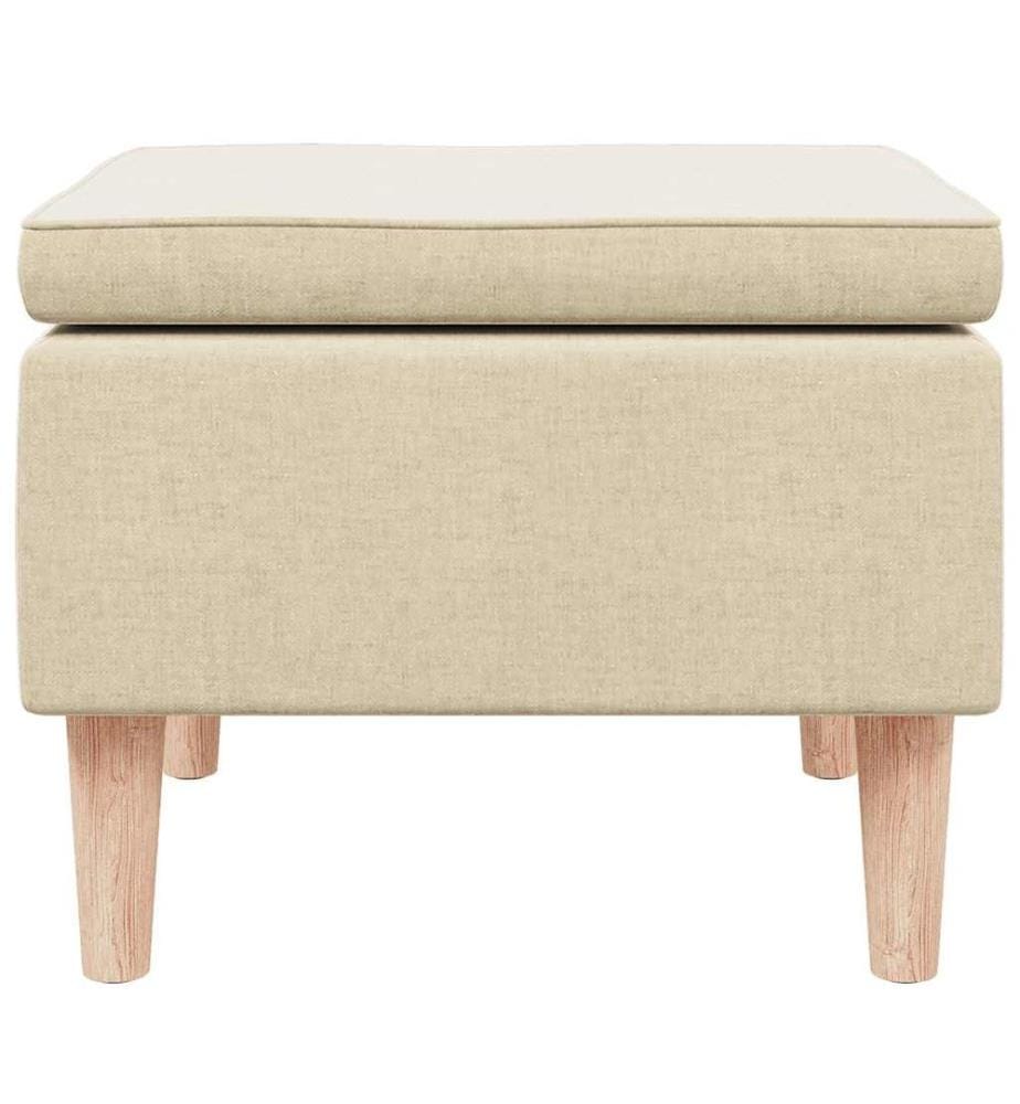 Hocker mit Holzbeinen Creme Stoff
