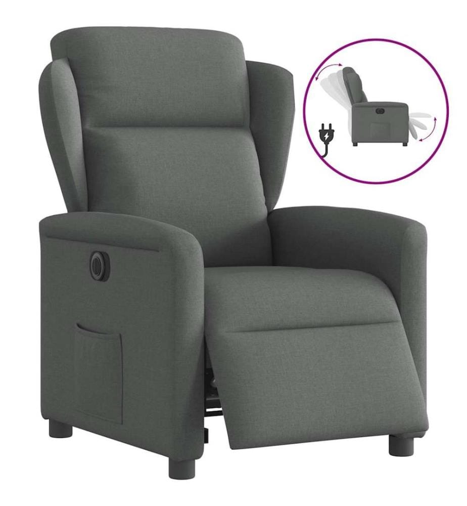 Relaxsessel Elektrisch Dunkelgrau Stoff