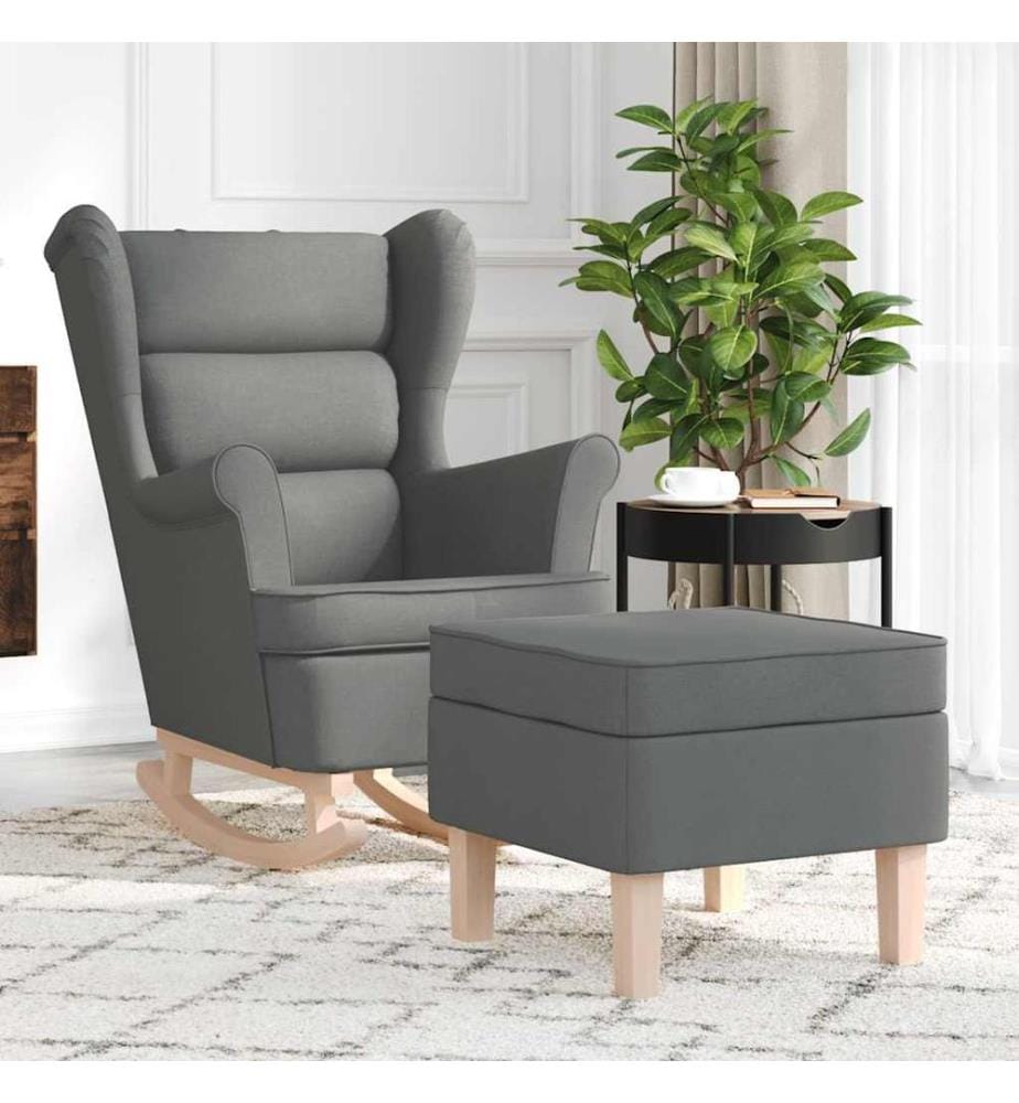 Chaise à bascule avec repose-pied Gris foncé Tissu