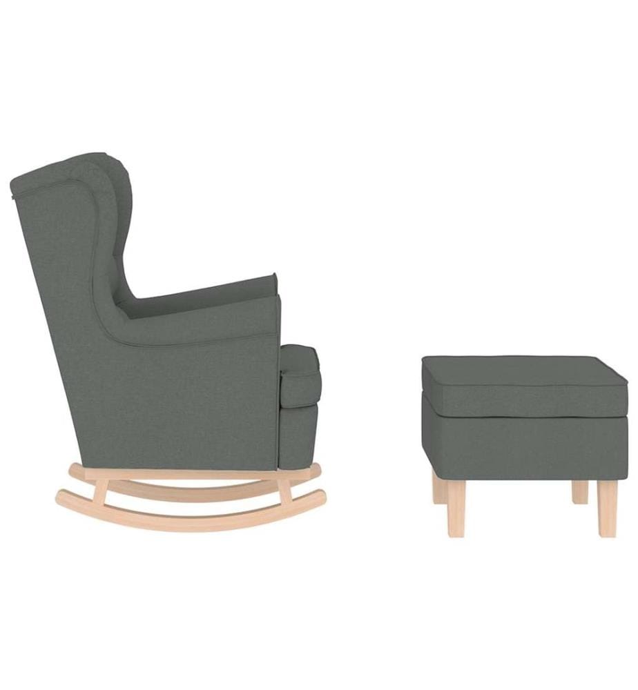 Chaise à bascule avec repose-pied Gris foncé Tissu