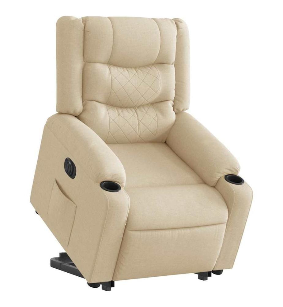 Fauteuil inclinable électrique crème tissu