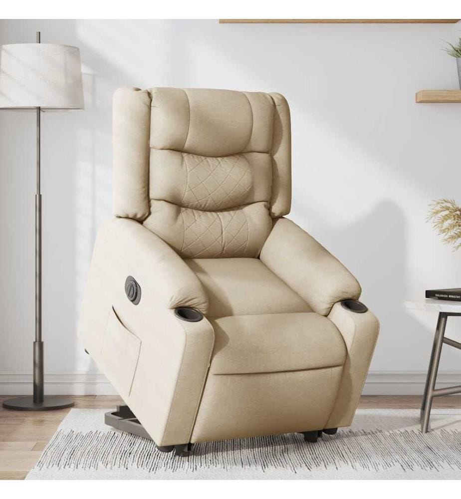 Fauteuil inclinable électrique crème tissu