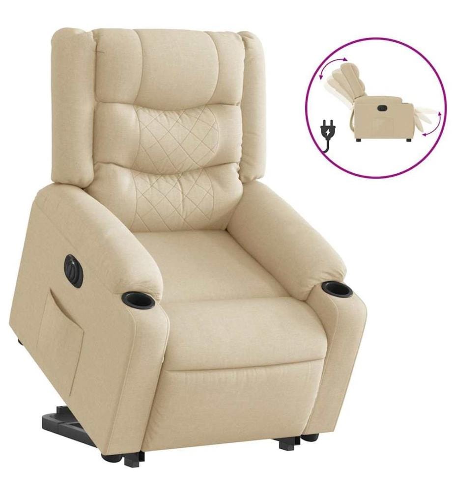 Fauteuil inclinable électrique crème tissu