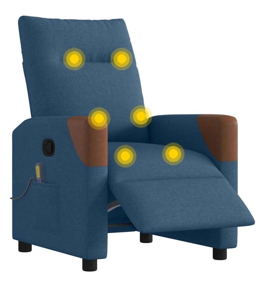 Massagesessel Elektrisch Blau Stoff