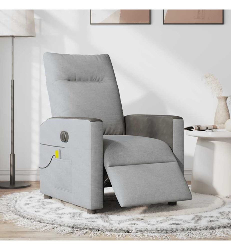 Fauteuil de massage inclinable électrique gris clair tissu