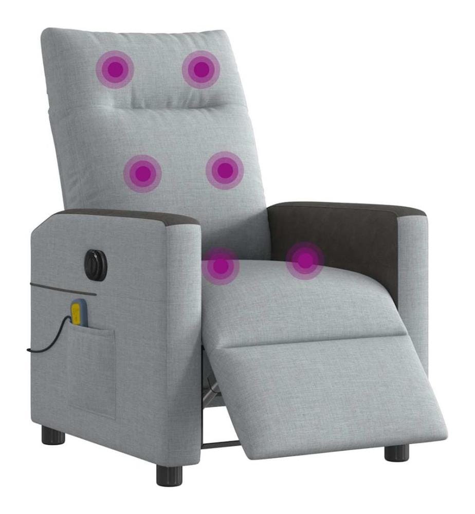 Fauteuil de massage inclinable électrique gris clair tissu