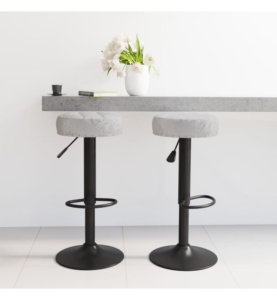 Barhocker 2 Stk. Grau Samt