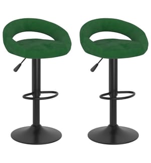 Tabourets de bar lot de 2 vert foncé velours