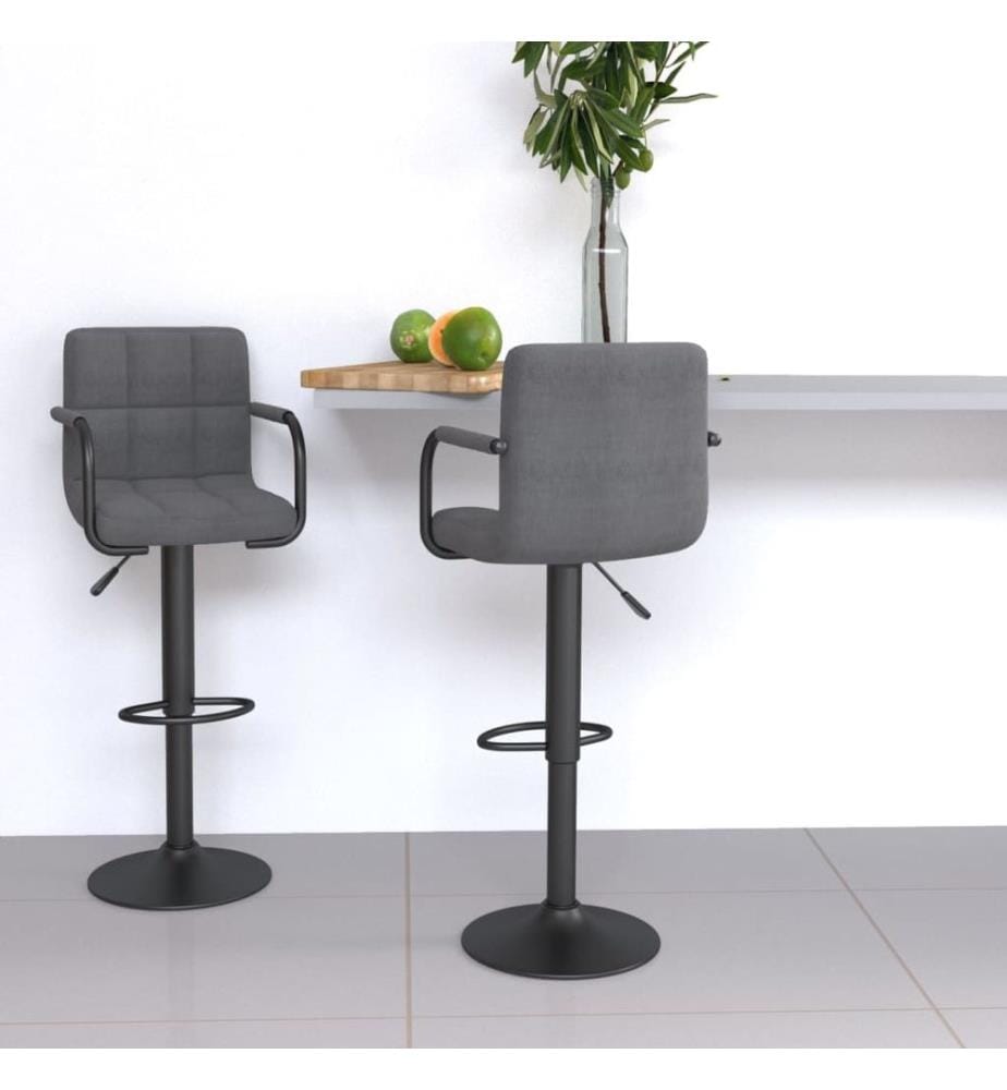 Tabourets de bar lot de 2 gris clair tissu