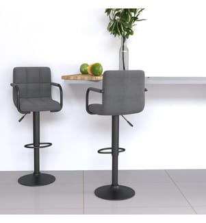 Tabourets de bar lot de 2 gris clair tissu