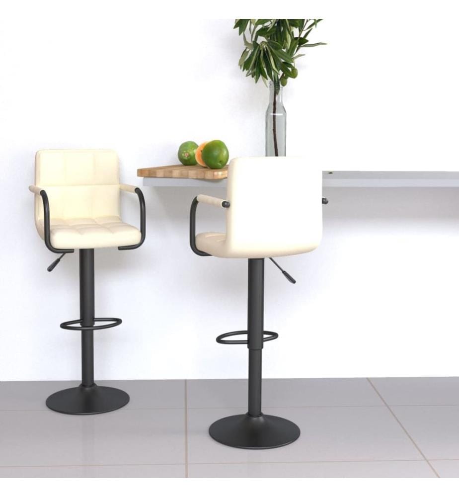 Tabourets de bar lot de 2 crème tissu