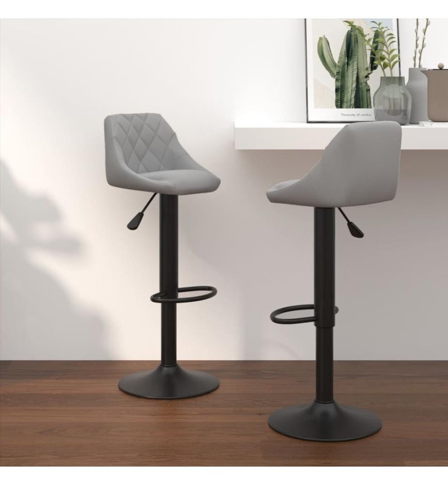 Tabourets de bar lot de 2 gris clair velours