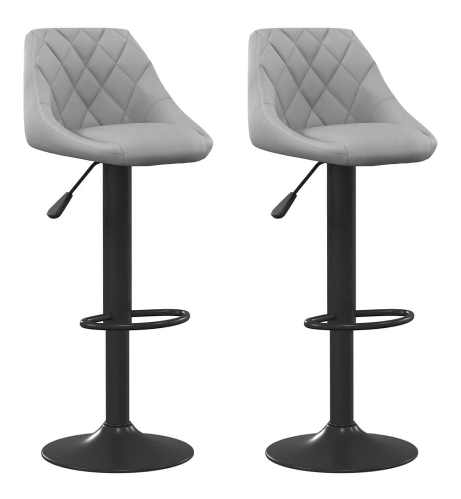 Tabourets de bar lot de 2 gris clair velours